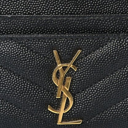 Saint Laurent Grain De Poudre Matelasse Chevron Cassandre Credit Card Case Black 2 of 7