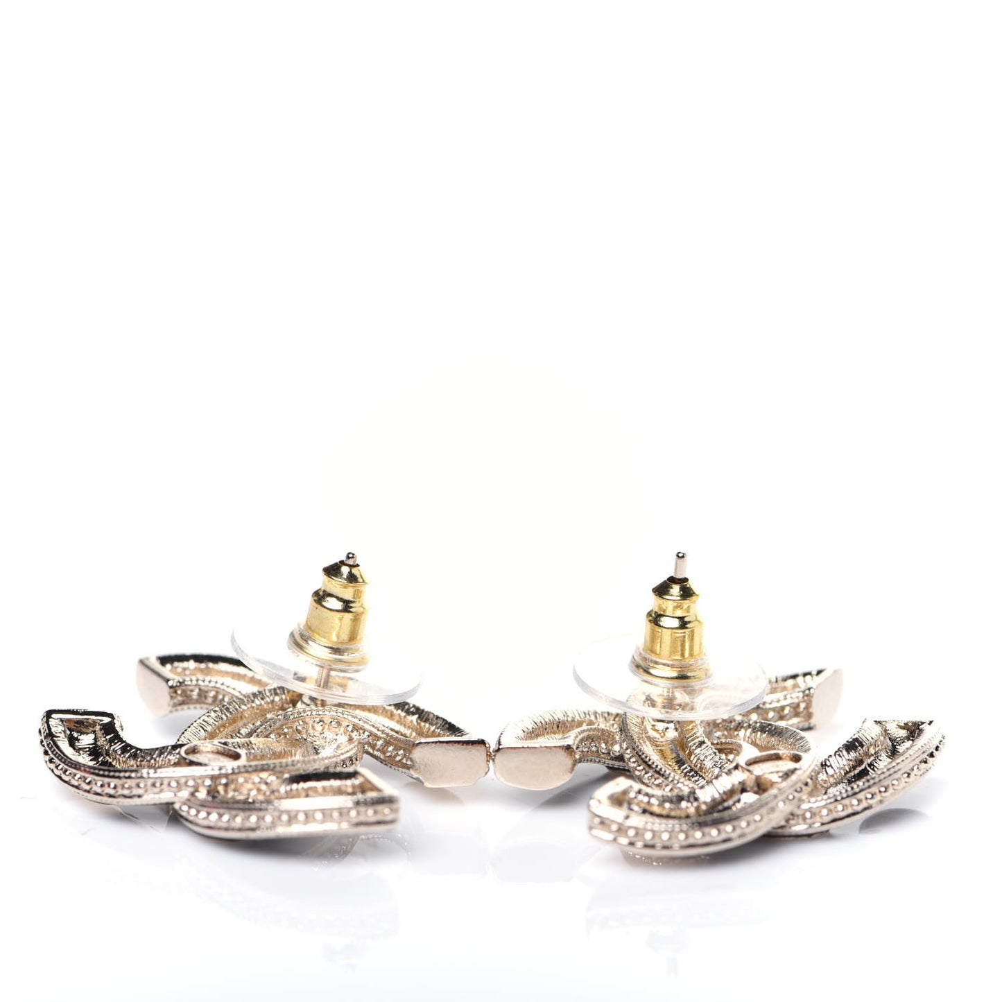 Enamel CC Earrings Black Gold