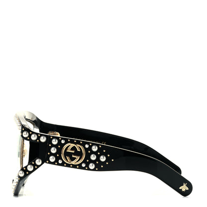 Gucci Acetate Pearl Rectangular Frame Sunglasses GG0234S Black 3 of 9