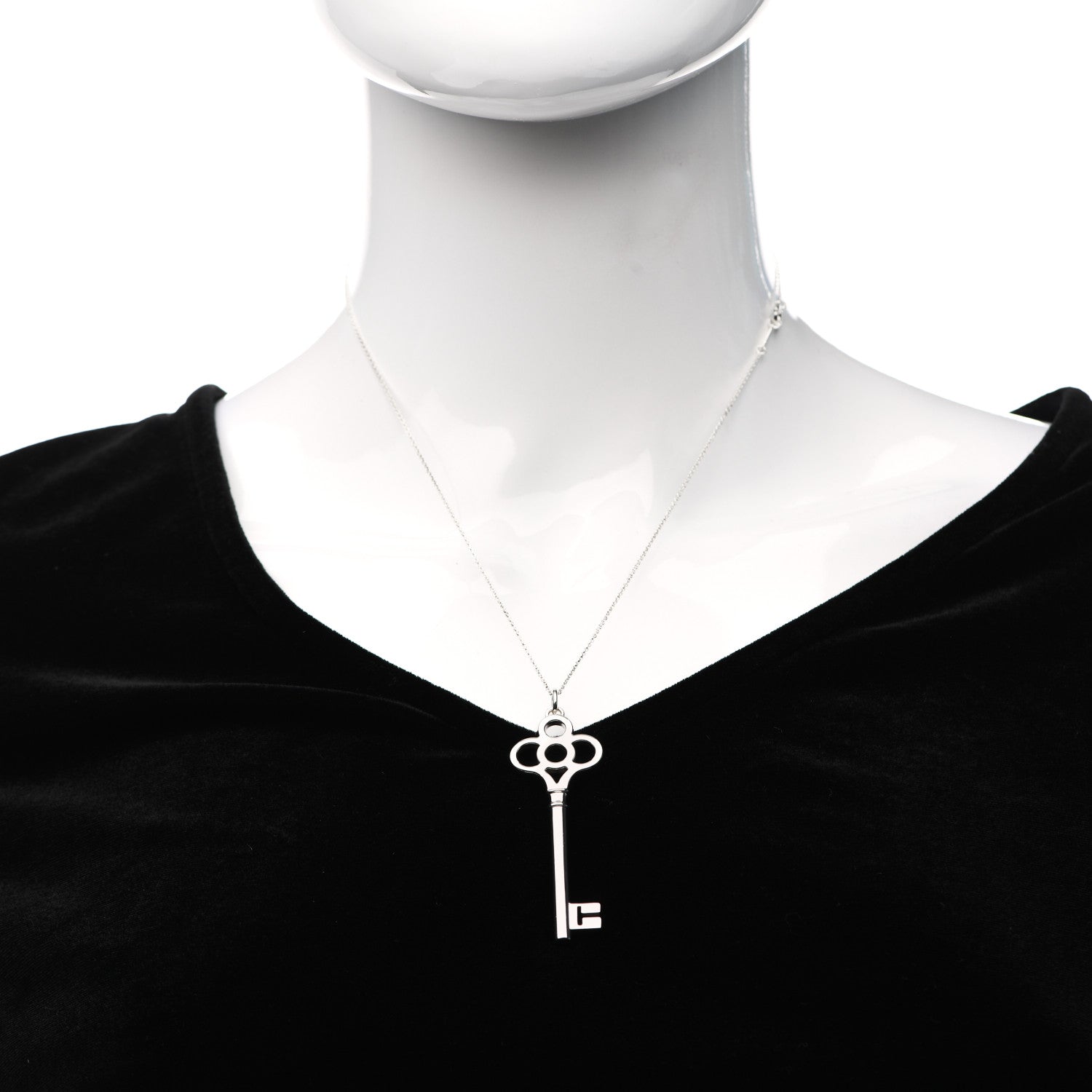 Tiffany Sterling Silver Large Crown Key Pendant Necklace 2 of 7