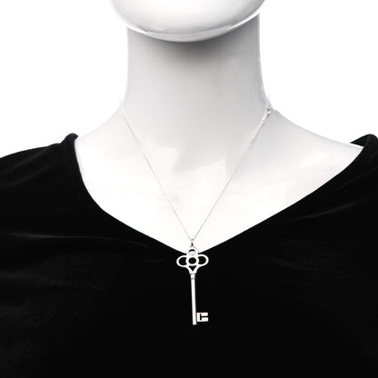 Tiffany Sterling Silver Large Crown Key Pendant Necklace 2 of 7