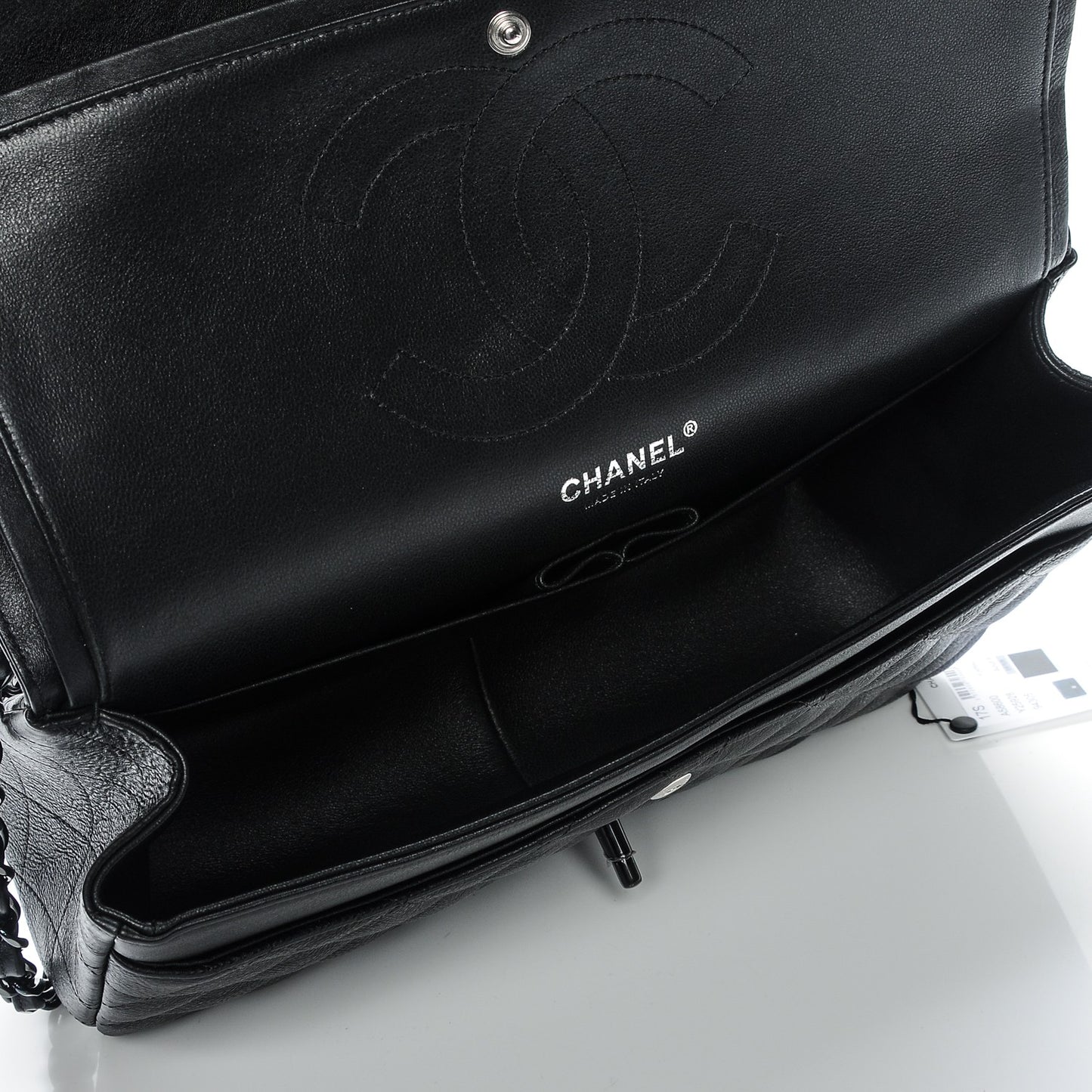 Crumpled Calfskin Quilted Jumbo Double Flap So Black