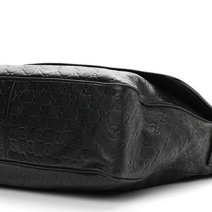 Gucci Guccissima Medium Flap Messenger Bag Black 10 of 14