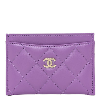 Chanel Lambskin Quilted Card Holder Purple 1 of 12