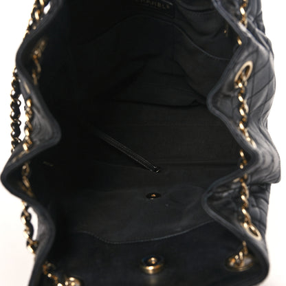 Chanel Lambskin Quilted Large Drawstring Bag Black 5 of 9
