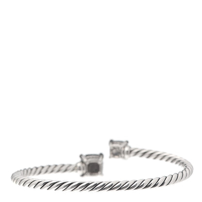 David Yurman Sterling Silver Diamond Black Onyx Hematite 4mm Chatelaine Bypass Bracelet 3 of 4