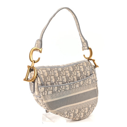 Christian Dior Oblique Embroidered Saddle Bag Gray 2 of 8