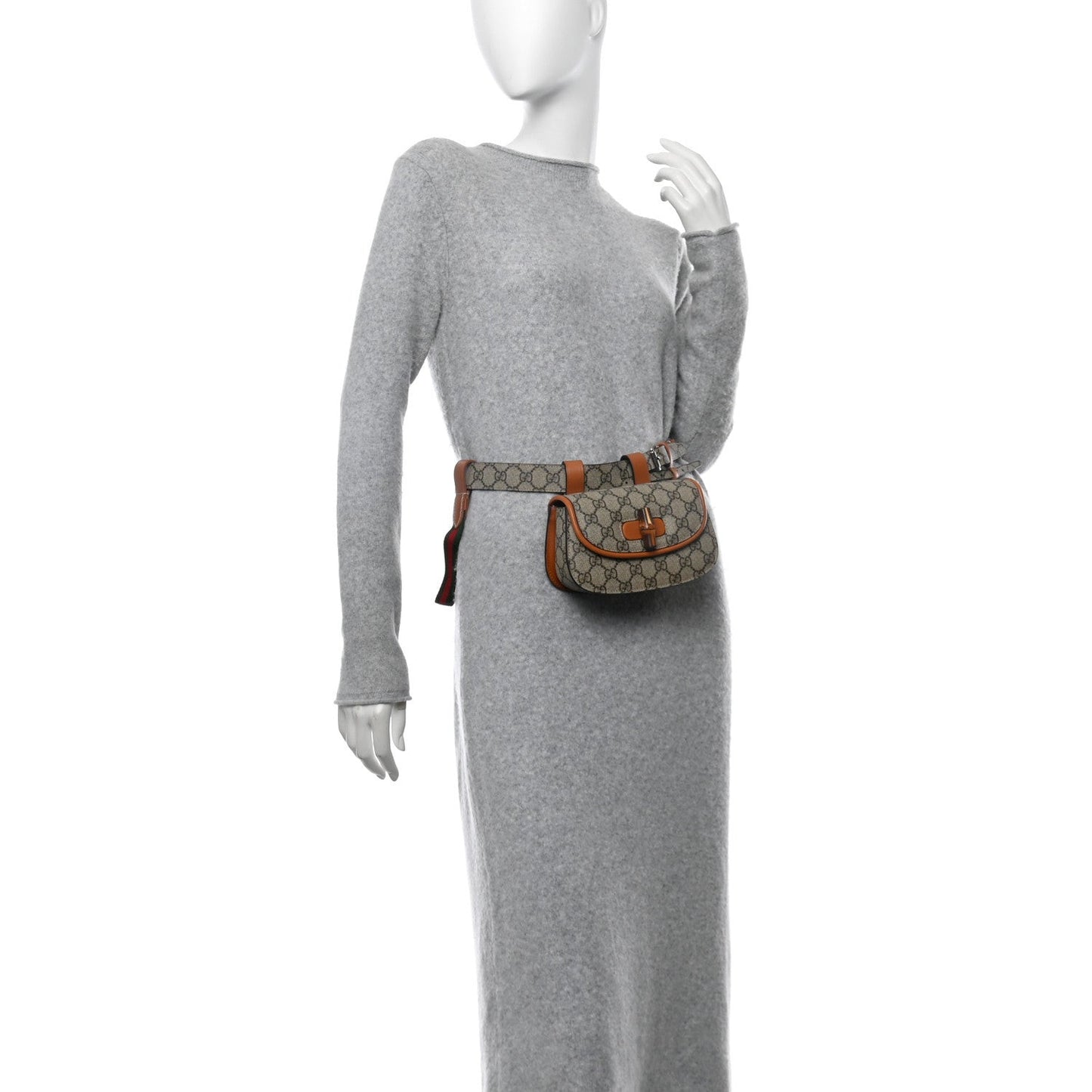 GG Supreme Monogram Web Bamboo Mini 1947 Belt Bag 85 34  Beige