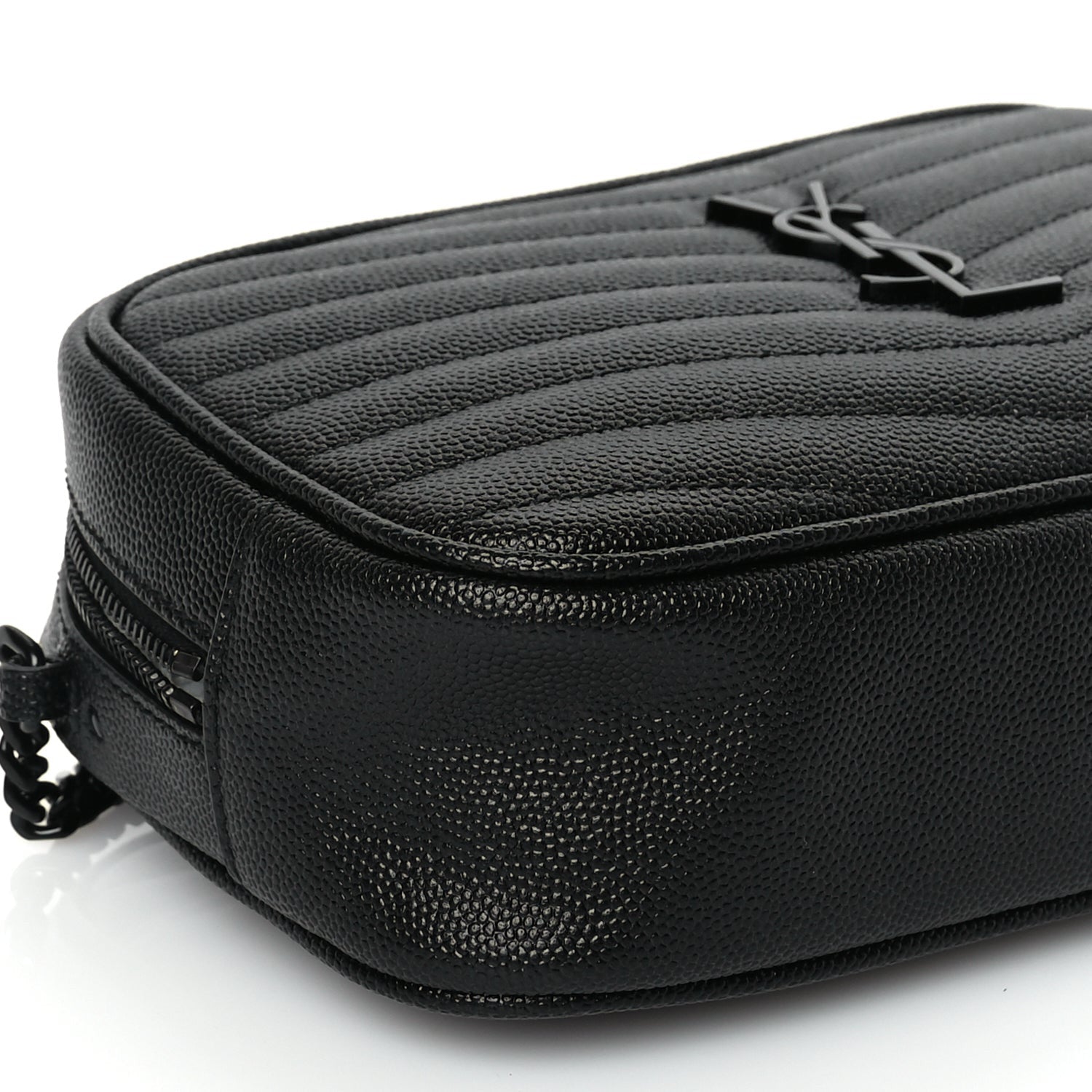 Saint Laurent Grain De Poudre Matelasse Monochrome Monogram Mini Lou Camera Bag Black 7 of 8