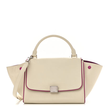 Celine Smooth Calfskin Small Trapeze White Magenta 1 of 13