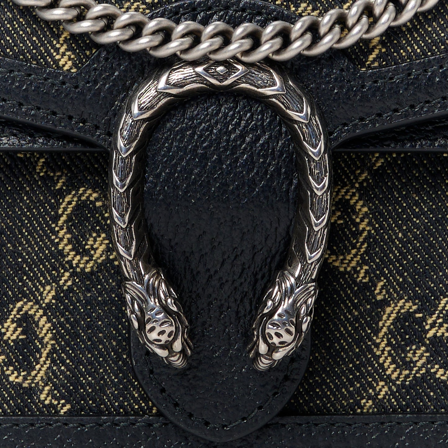 Jacquard Black Denim GG Monogram Super Mini Dionysus Shoulder Bag Black Ivory