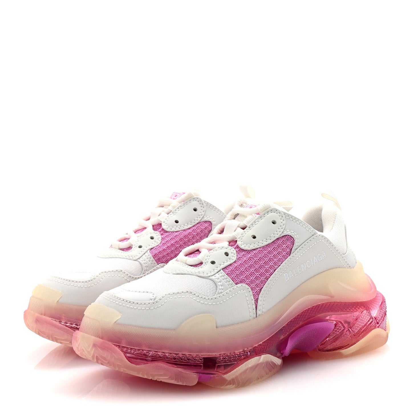 Fabric Mesh Clear Sole Womens Triple S Sneakers 36 White Pink