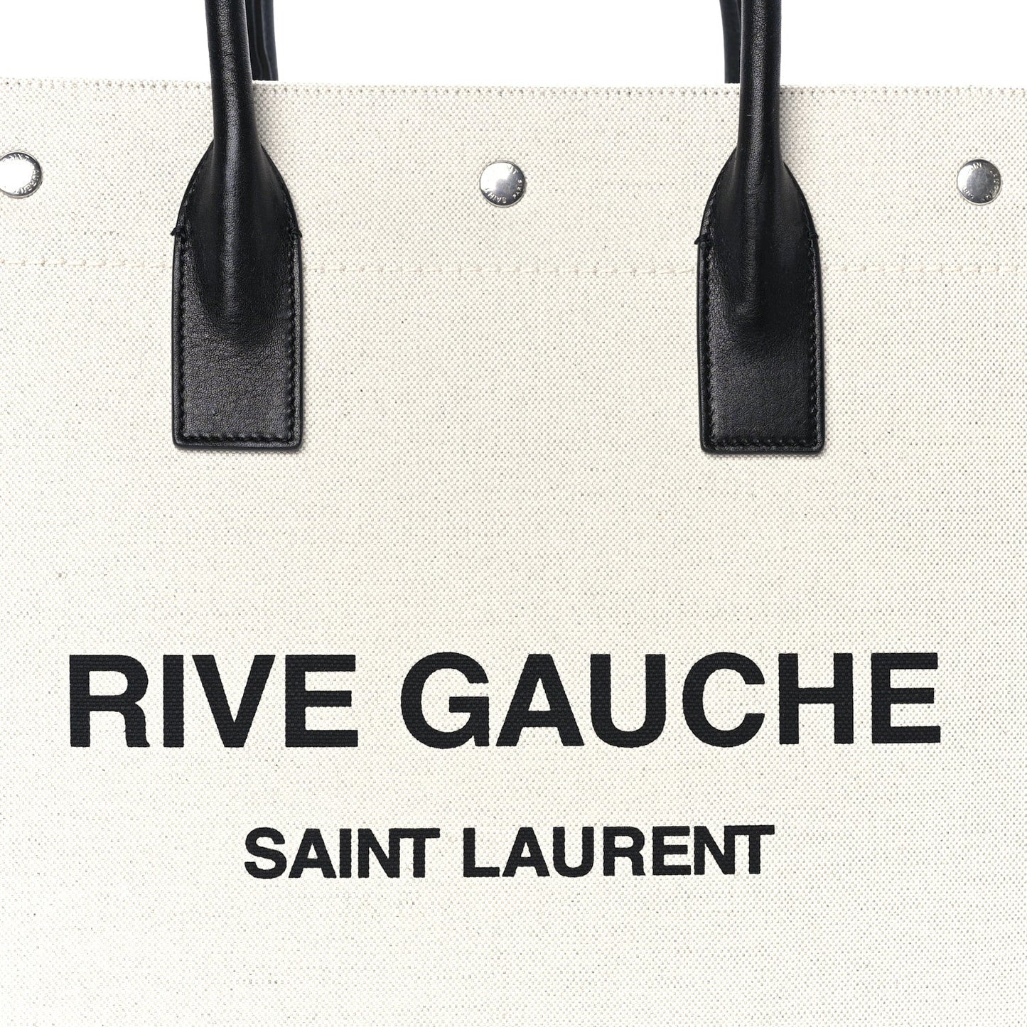 Linen Calfskin Rive Gauche North South Tote Optic White