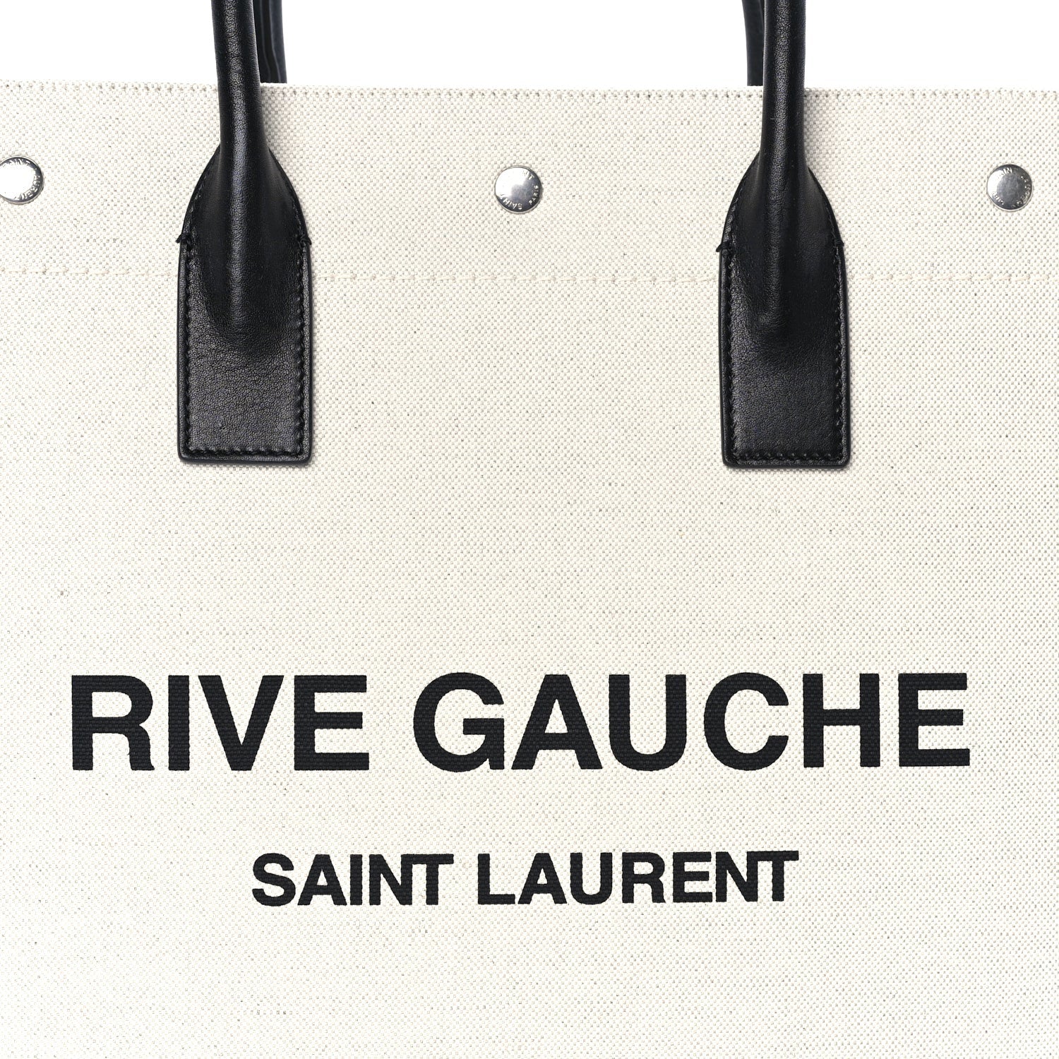 Saint Laurent Linen Calfskin Rive Gauche North South Tote Optic White 6 of 7