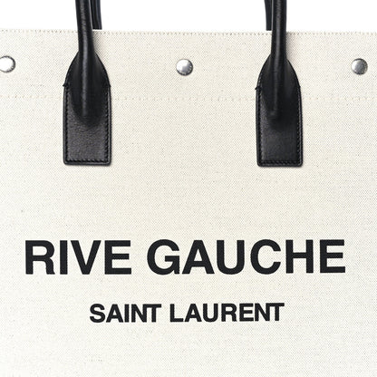 Saint Laurent Linen Calfskin Rive Gauche North South Tote Optic White 6 of 7