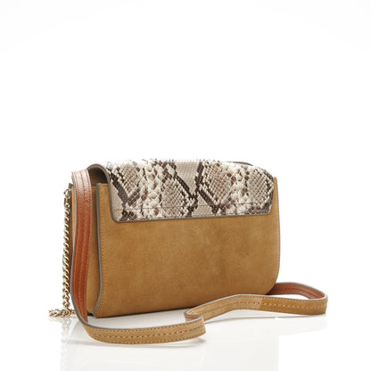 Chloe Suede Python Calfskin Small Faye Shoulder Bag Desert Beige 3 of 7