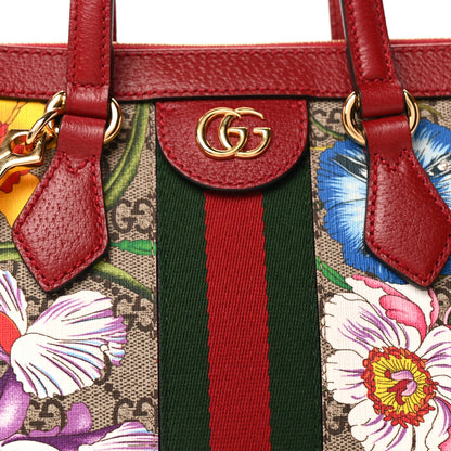 Gucci GG Supreme Monogram Flora Web Small Ophidia Tote Bag Red 6 of 8