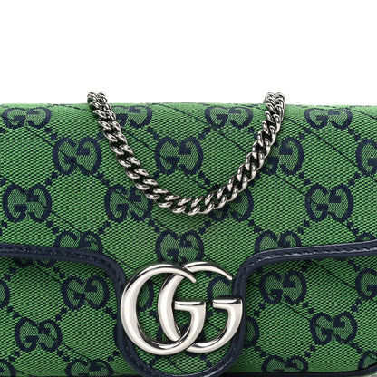 Gucci Monogram Multicolor Matelasse Diagonal Super Mini GG Marmont Shoulder Bag Green Blue 6 of 7
