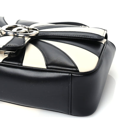 Gucci Calfskin Matelasse Medium Optical GG Marmont Shoulder Bag Black White 8 of 8