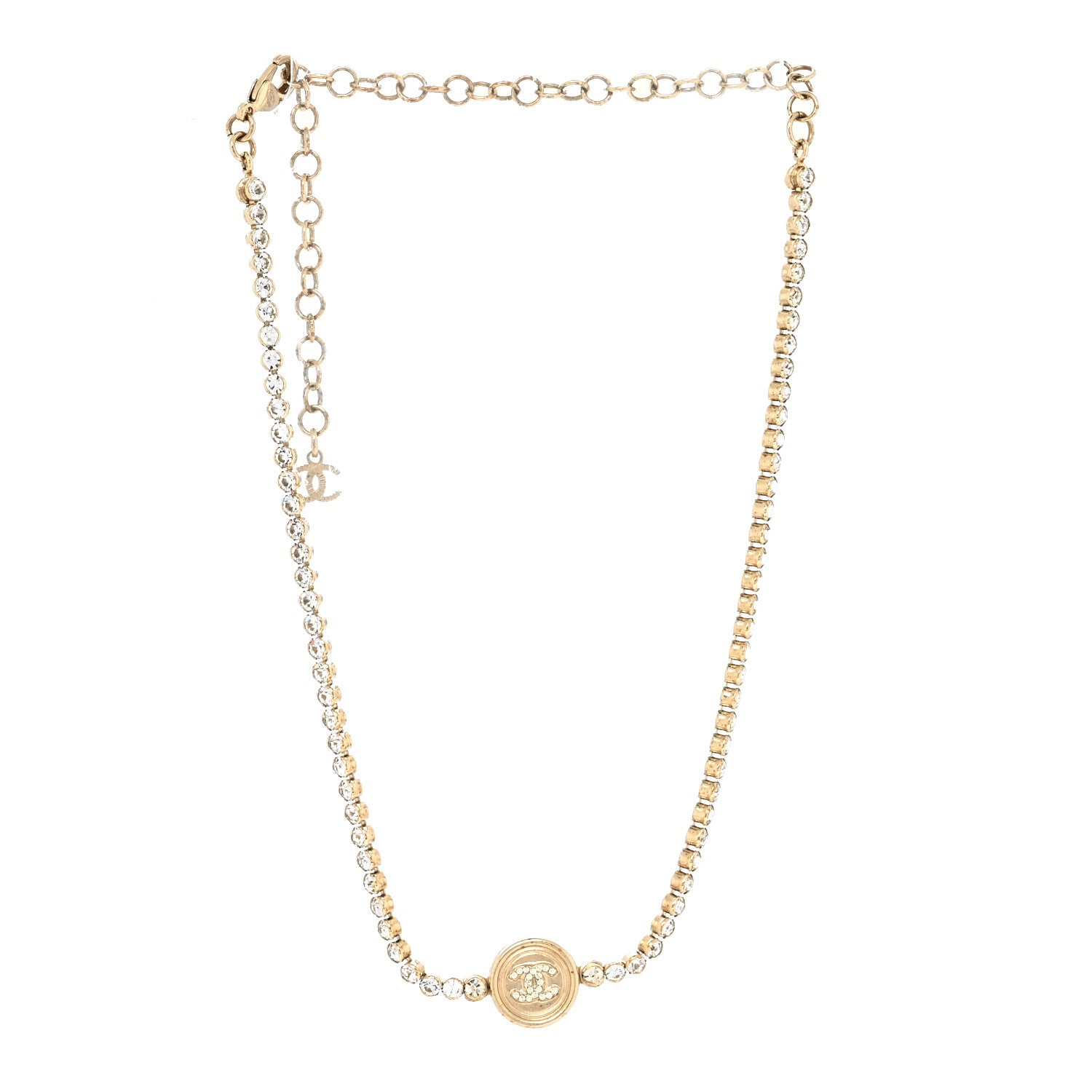 Chanel Crystal CC Choker Necklace Gold 2 of 5