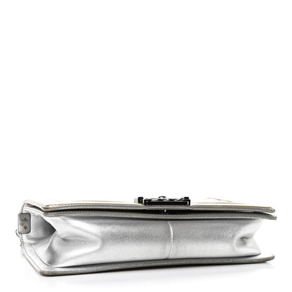 Chanel Metallic Patent Calfskin Quilted Medium Boy Flap Silver 4 of 9