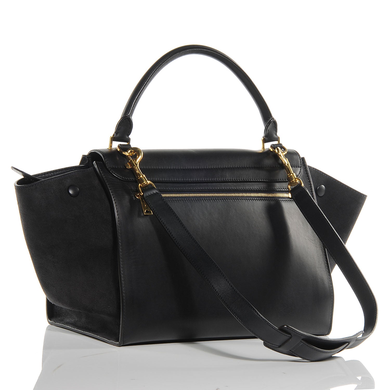 Celine Calfskin and Suede Small Trapeze Navy Blue 3 of 7