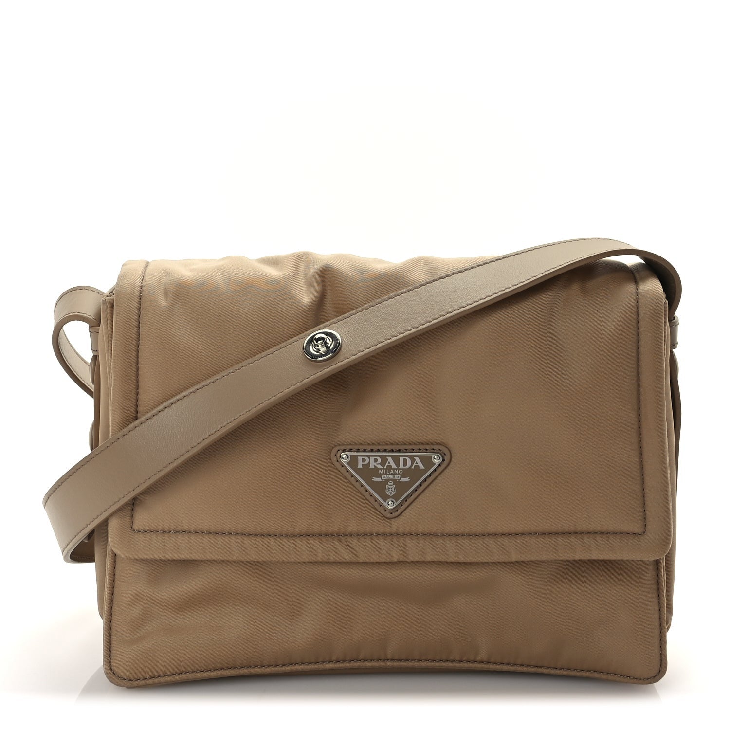 Prada Re-Nylon Vitello Padded Small Flap Shoulder Bag Deserto 1 of 8
