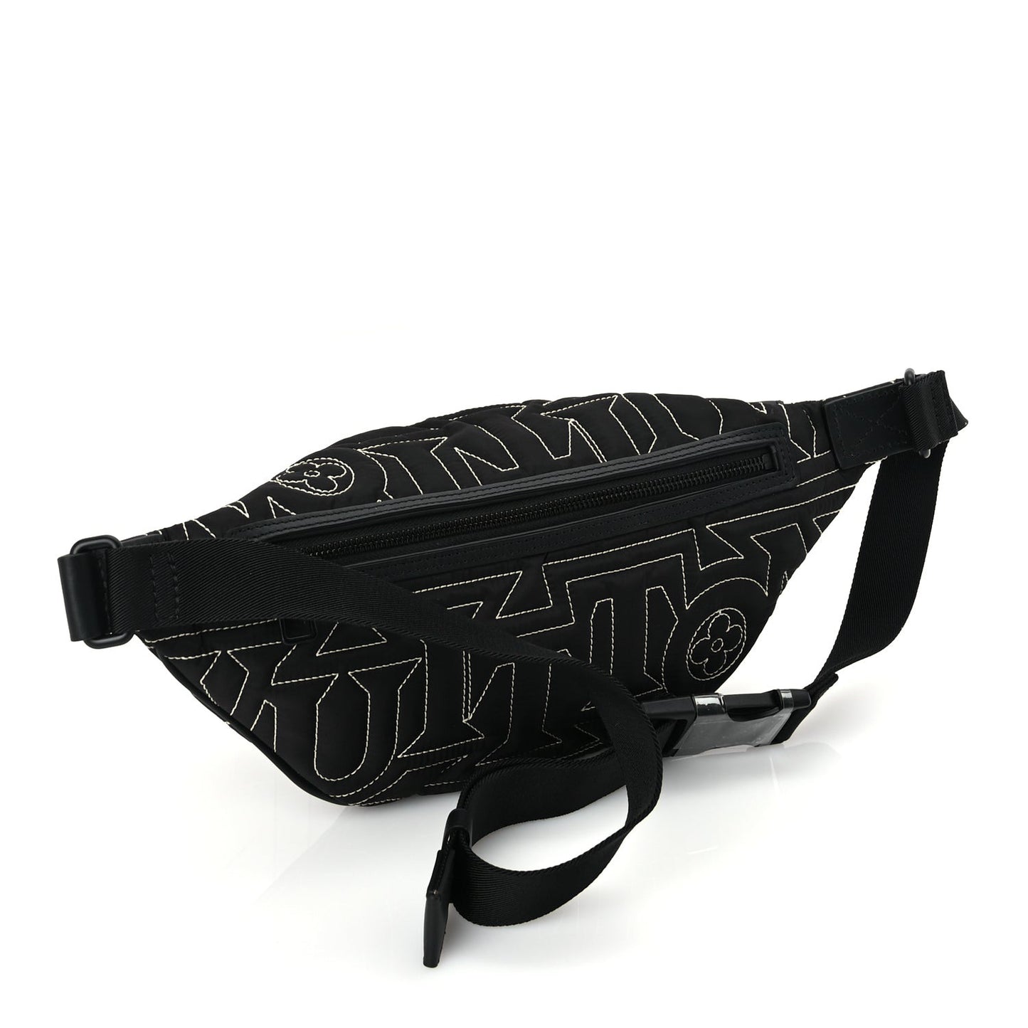 Nylon Snow Capsule Embroidered Monogram Bumbag  Black