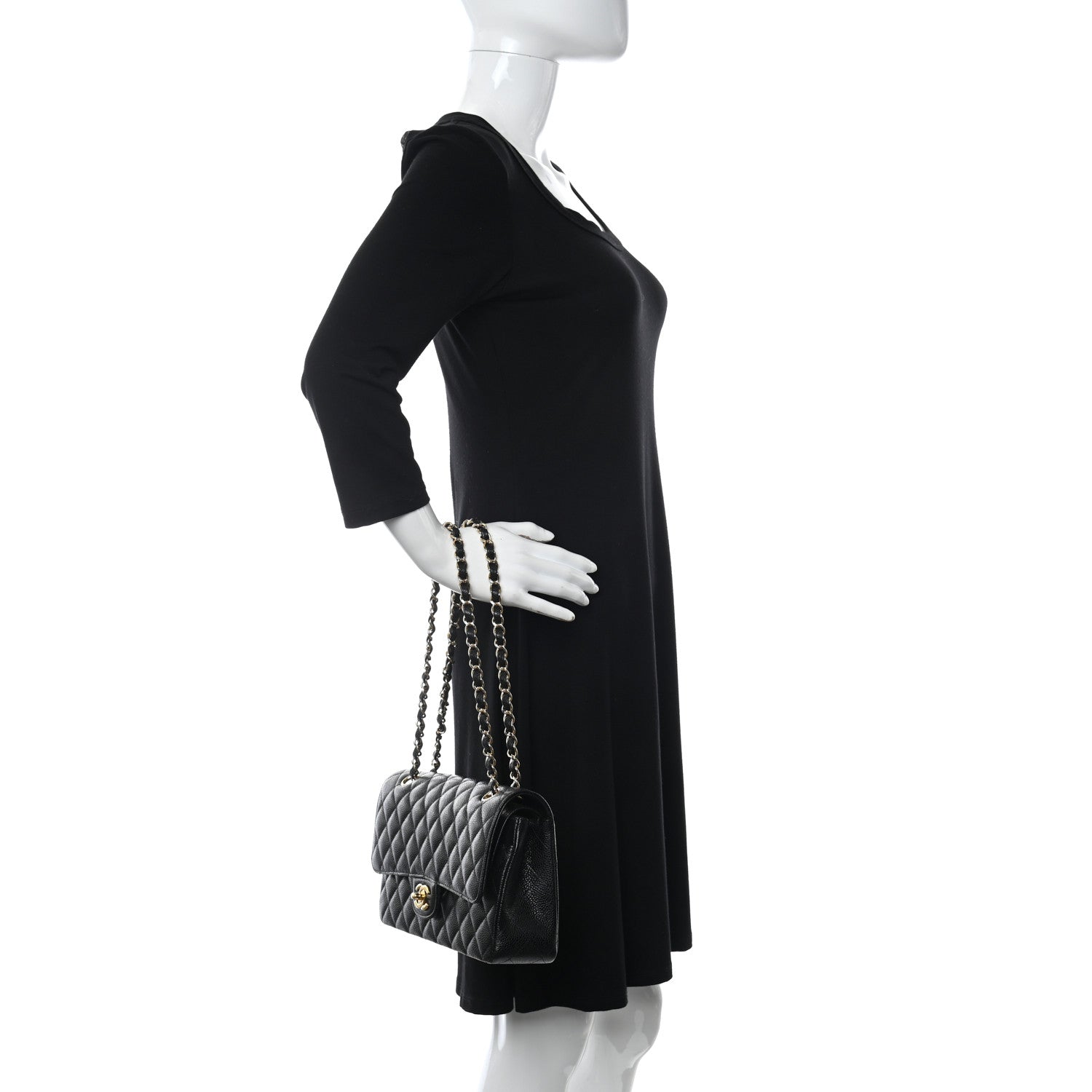 Chanel Caviar Quilted Medium Double Flap Black 2 of 9