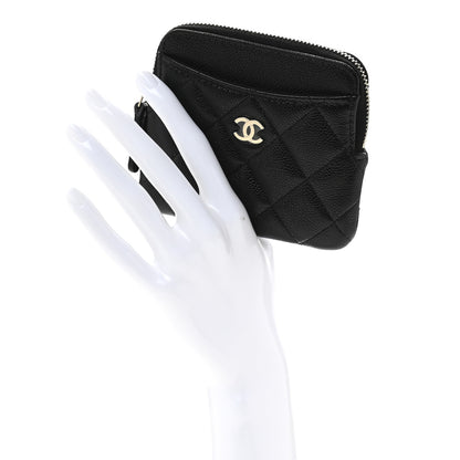Chanel Caviar Quilted Zip Card Holder Wallet Black 2 of 8