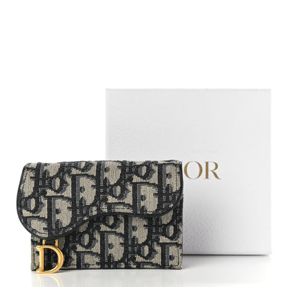 Christian Dior Oblique Saddle Card Holder Blue 9 of 9