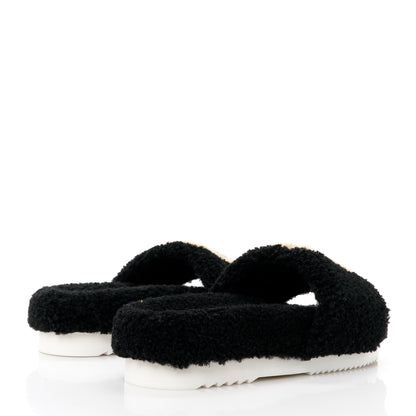 Gucci Shearling Womens Eileen Slide Sandals 39 Black Butterscotch 4 of 9