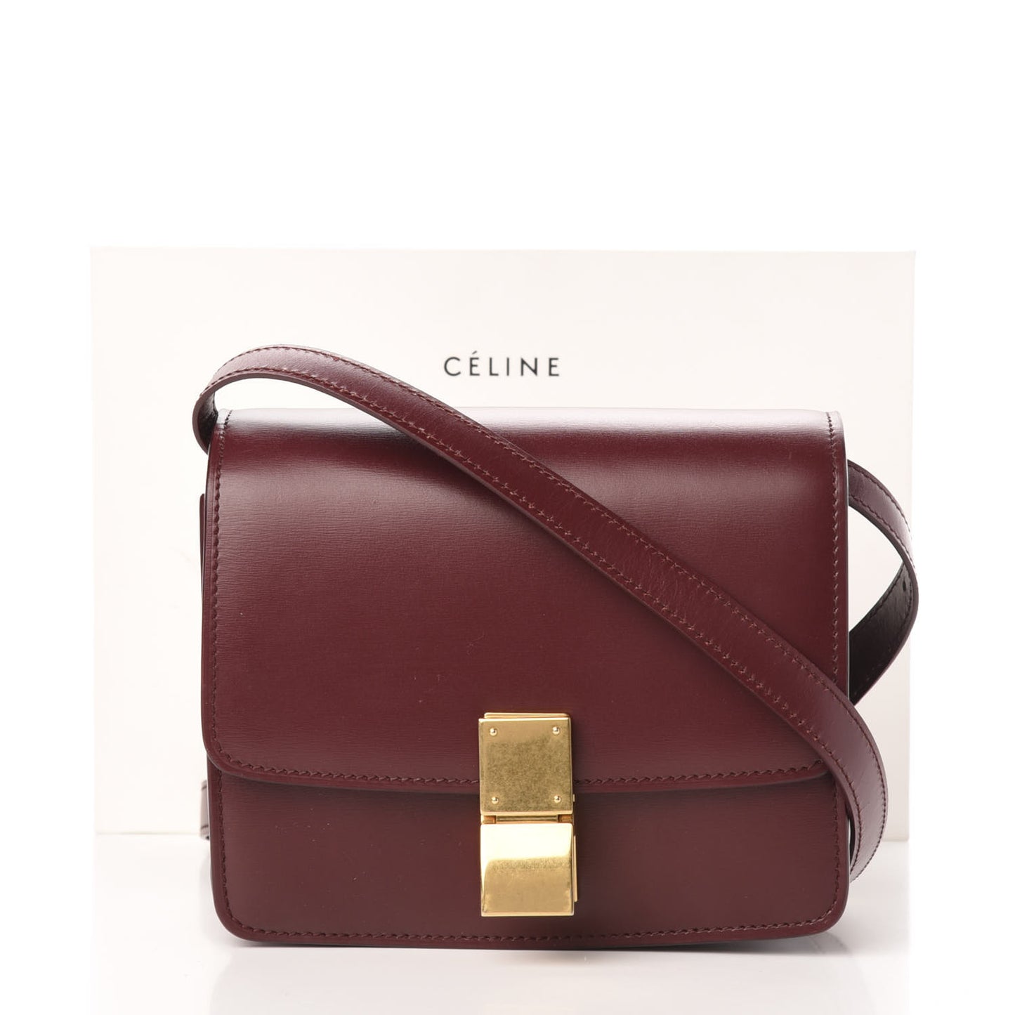 Box Calfskin Small Classic Box Flap Bag Burgundy