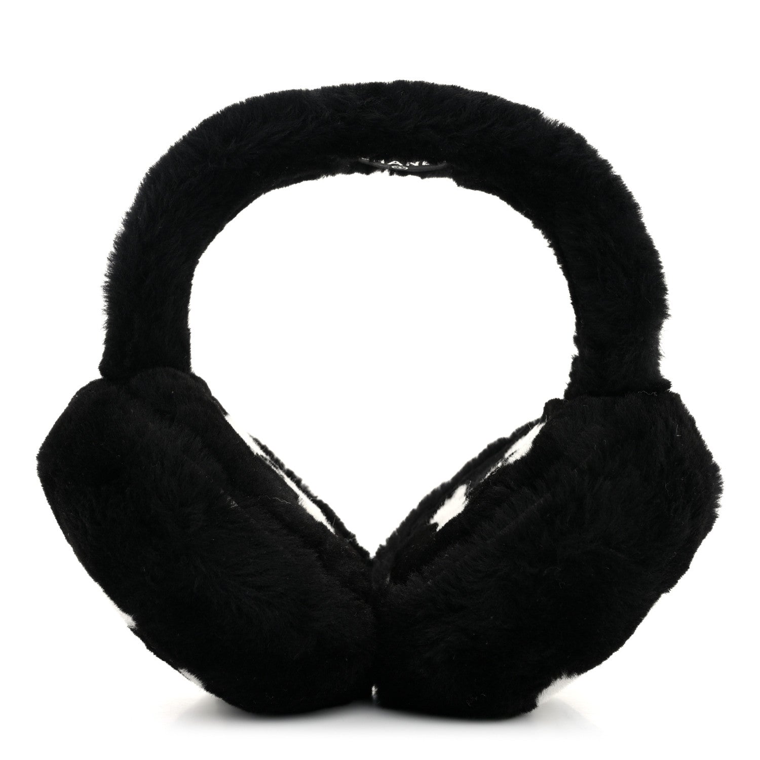 Chanel Shearling CC Ear Muffs Black White 1 of 6