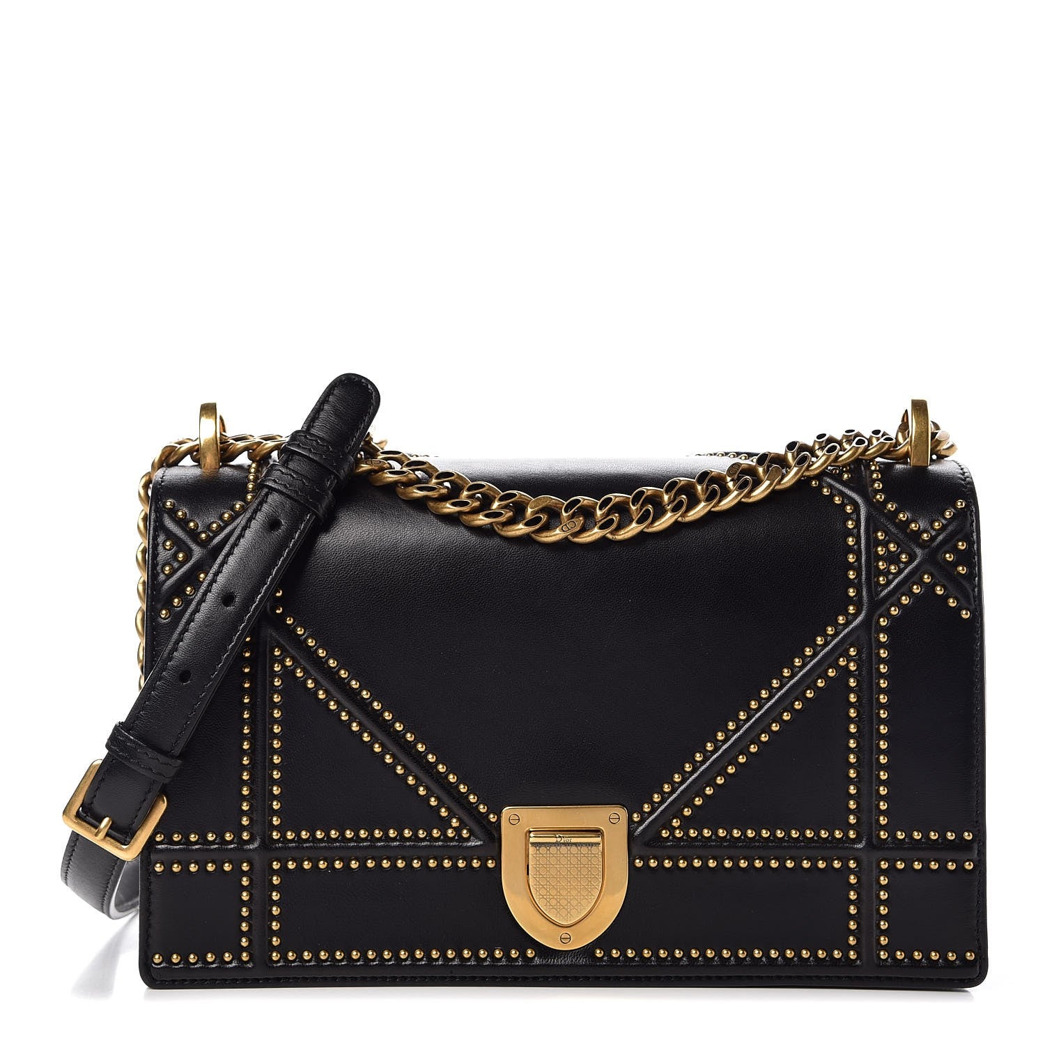 Christian Dior Lambskin Studded Medium Diorama Flap Bag Black 1 of 10