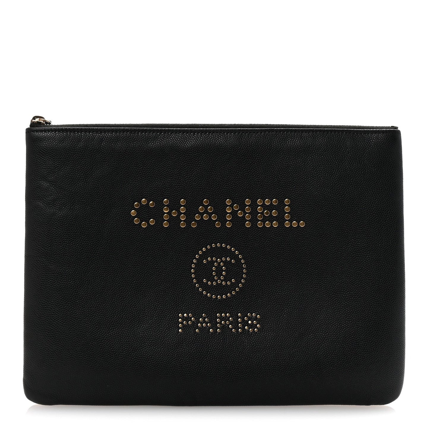 Caviar Studded Medium Deauville Pouch Black