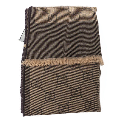 Gucci Wool Silk GG Monogram GGNat Scarf Brown 2 of 3