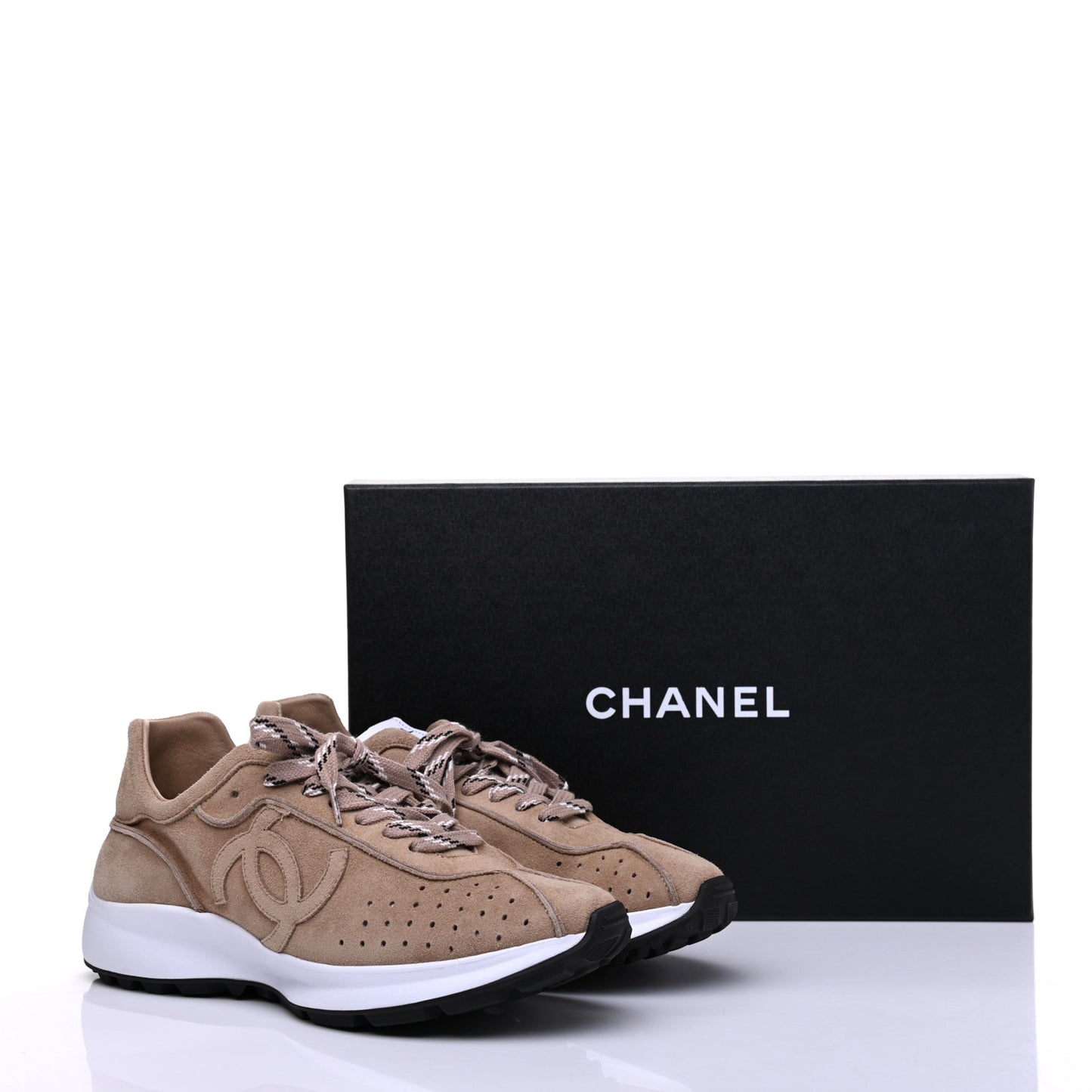 Suede Goatskin CC Sneakers 39 Dark Beige