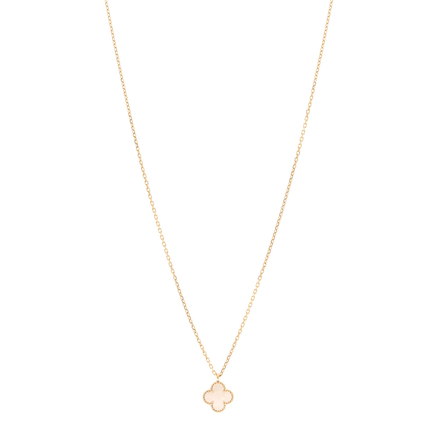 Van Cleef & Arpels 18K Yellow Gold Mother of Pearl Sweet Alhambra Pendant Necklace 1 of 5