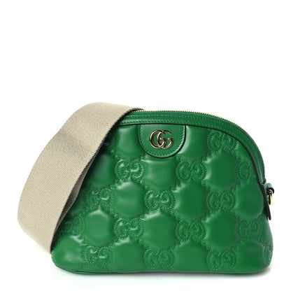 Gucci Calfskin GG Matelasse Small Dome Shoulder Bag Green Natural 1 of 8