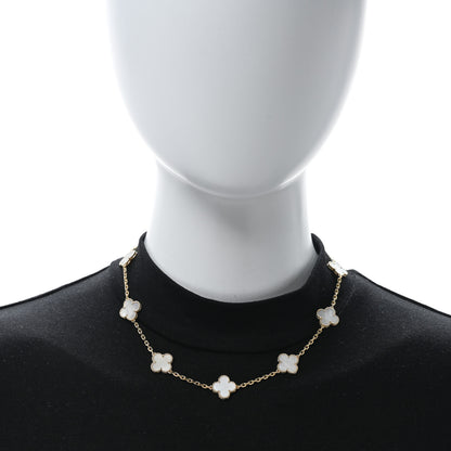 Van Cleef & Arpels 18K Yellow Gold Mother of Pearl 10 Motifs Vintage Alhambra Necklace 2 of 4