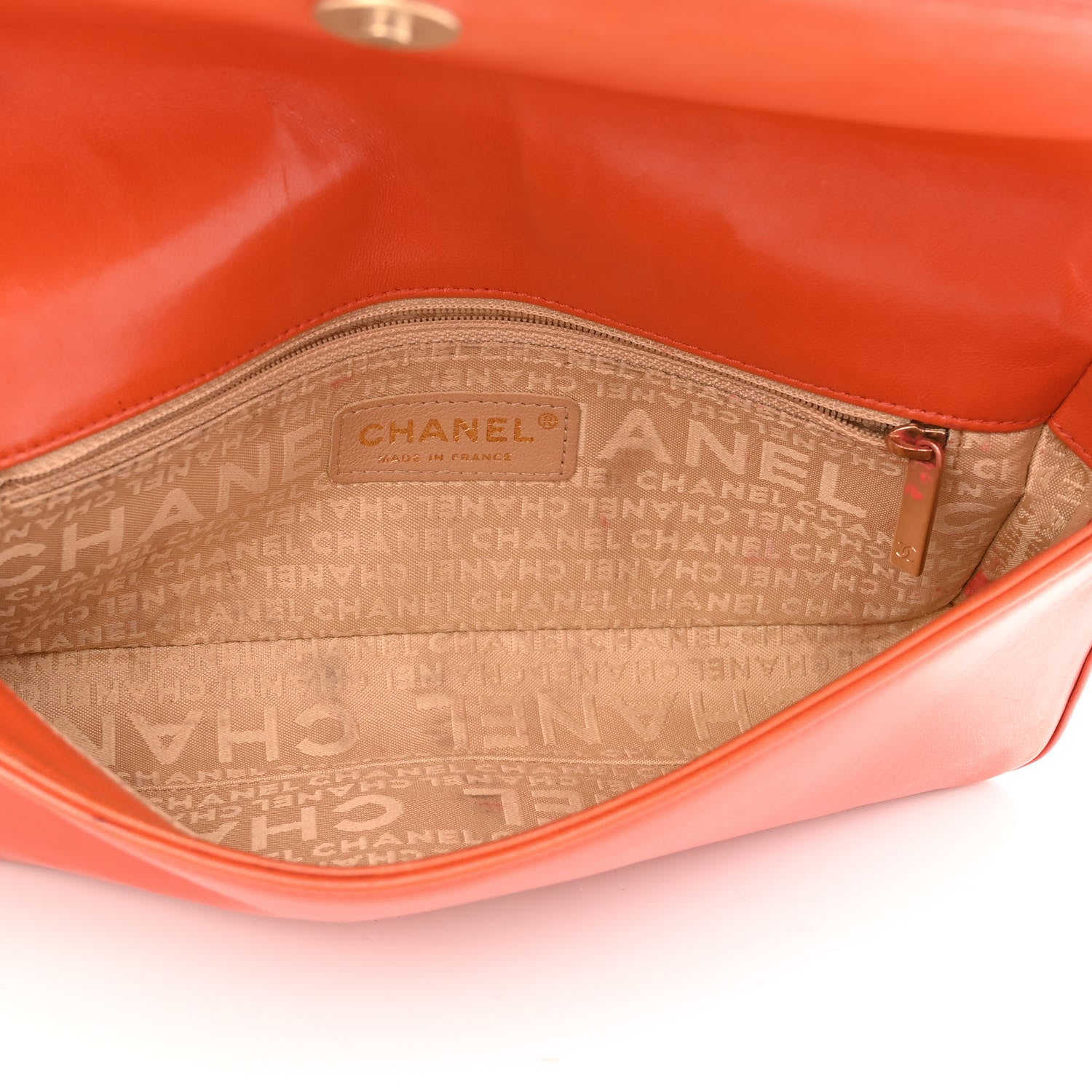 Chanel Lambskin Quilted CC Chocolate Bar Flap Orange 6 of 16