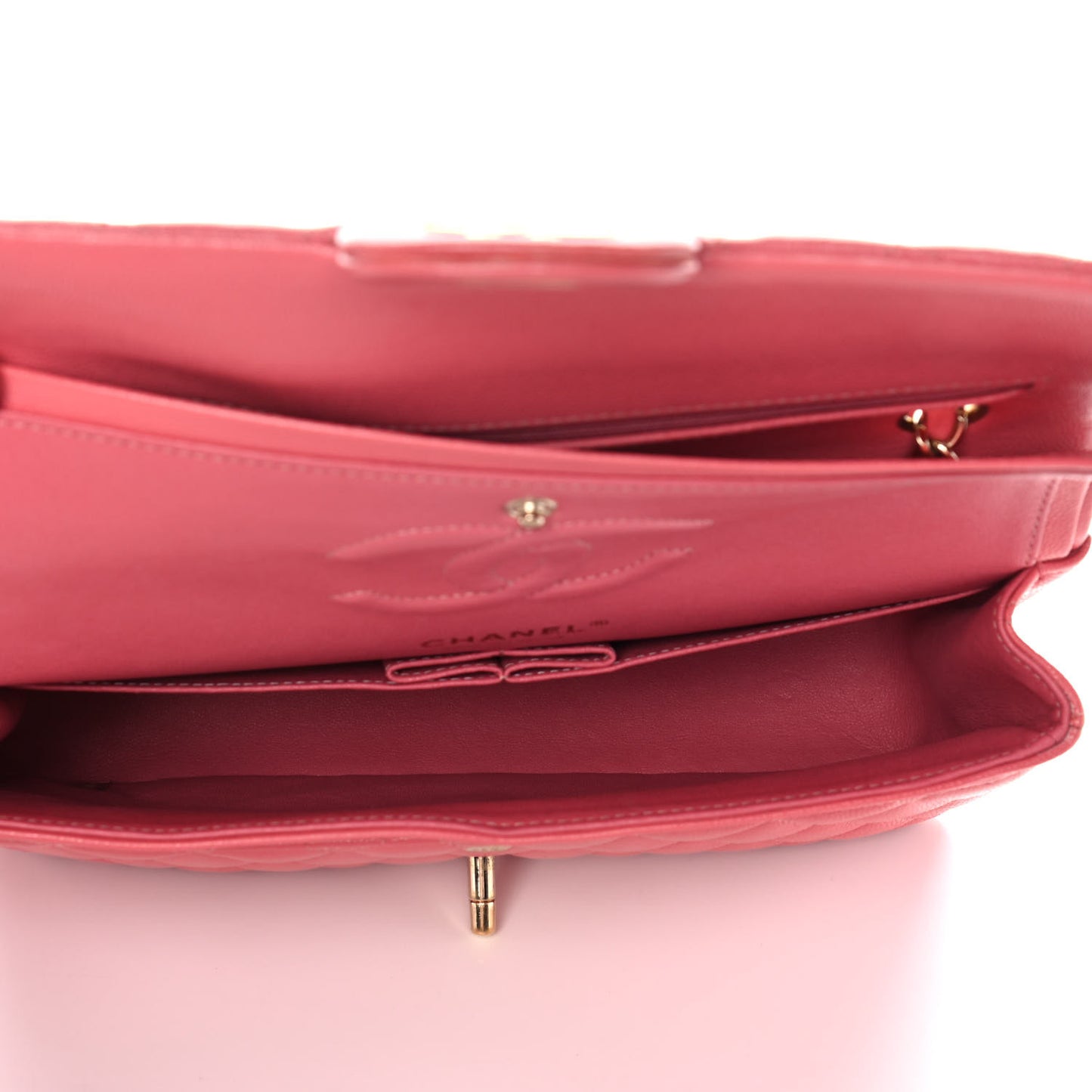 Caviar Quilted Medium Double Flap Pink