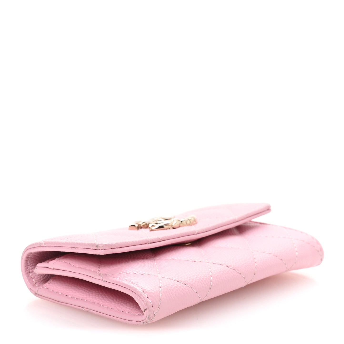 Caviar Quilted CC Flap Card Holder Pink