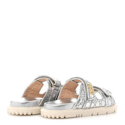Christian Dior Laminated Sheepskin Cannage Dior Or Dioract Slide Sandals 39 Steel 5 of 7