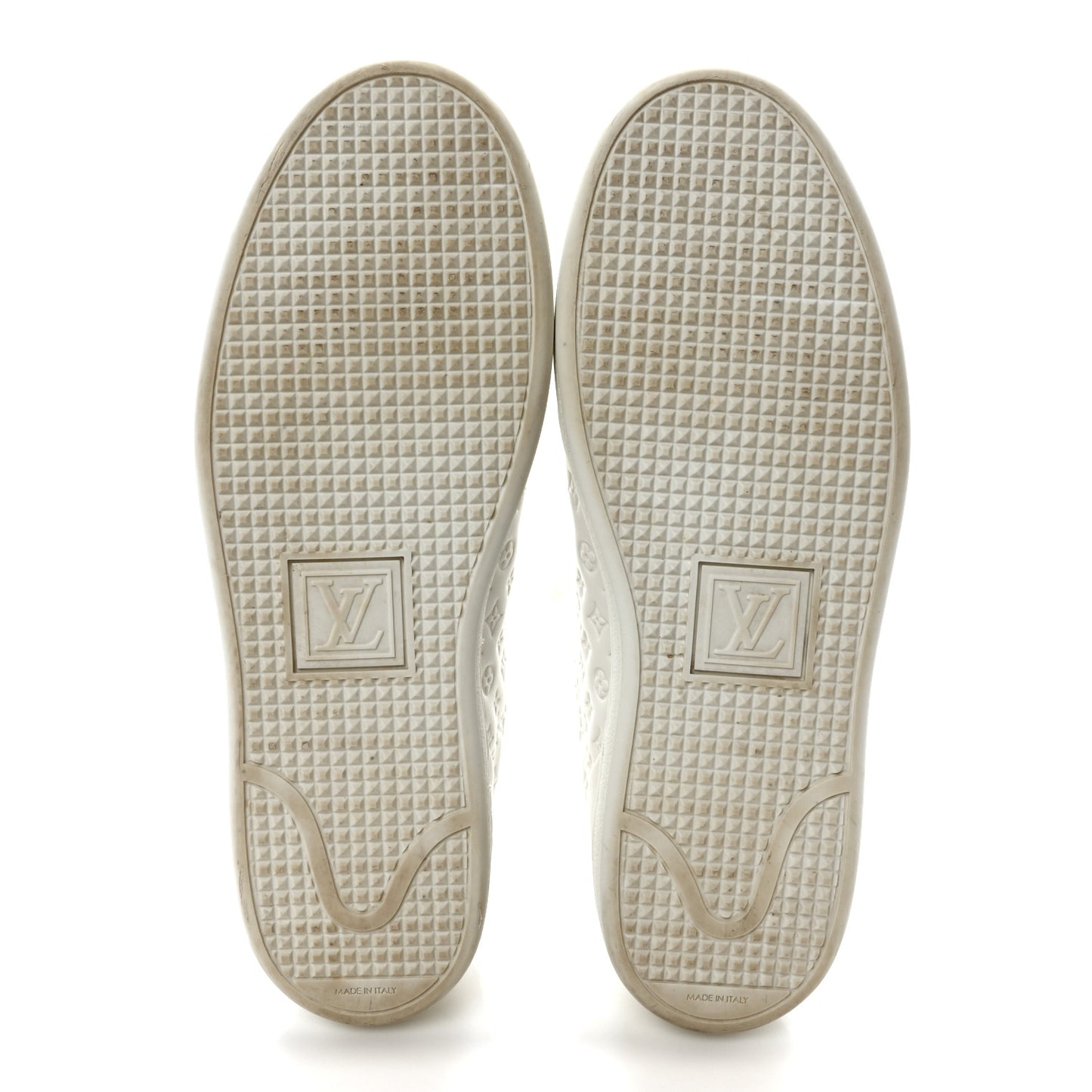 Calfskin Monogram Embossed Front Row Sneakers 40 White