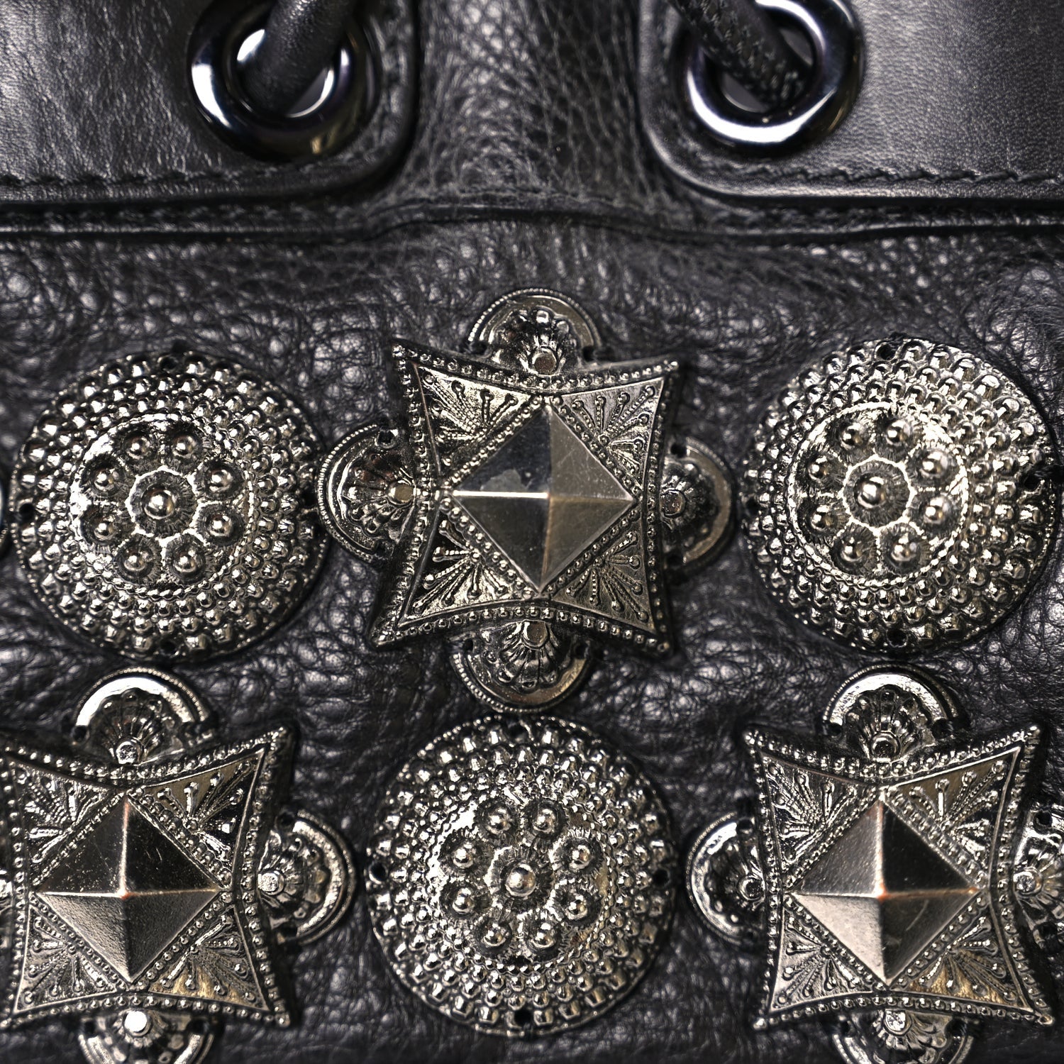 Burberry Calfskin Mason Warrior Studded Hobo Black 7 of 9