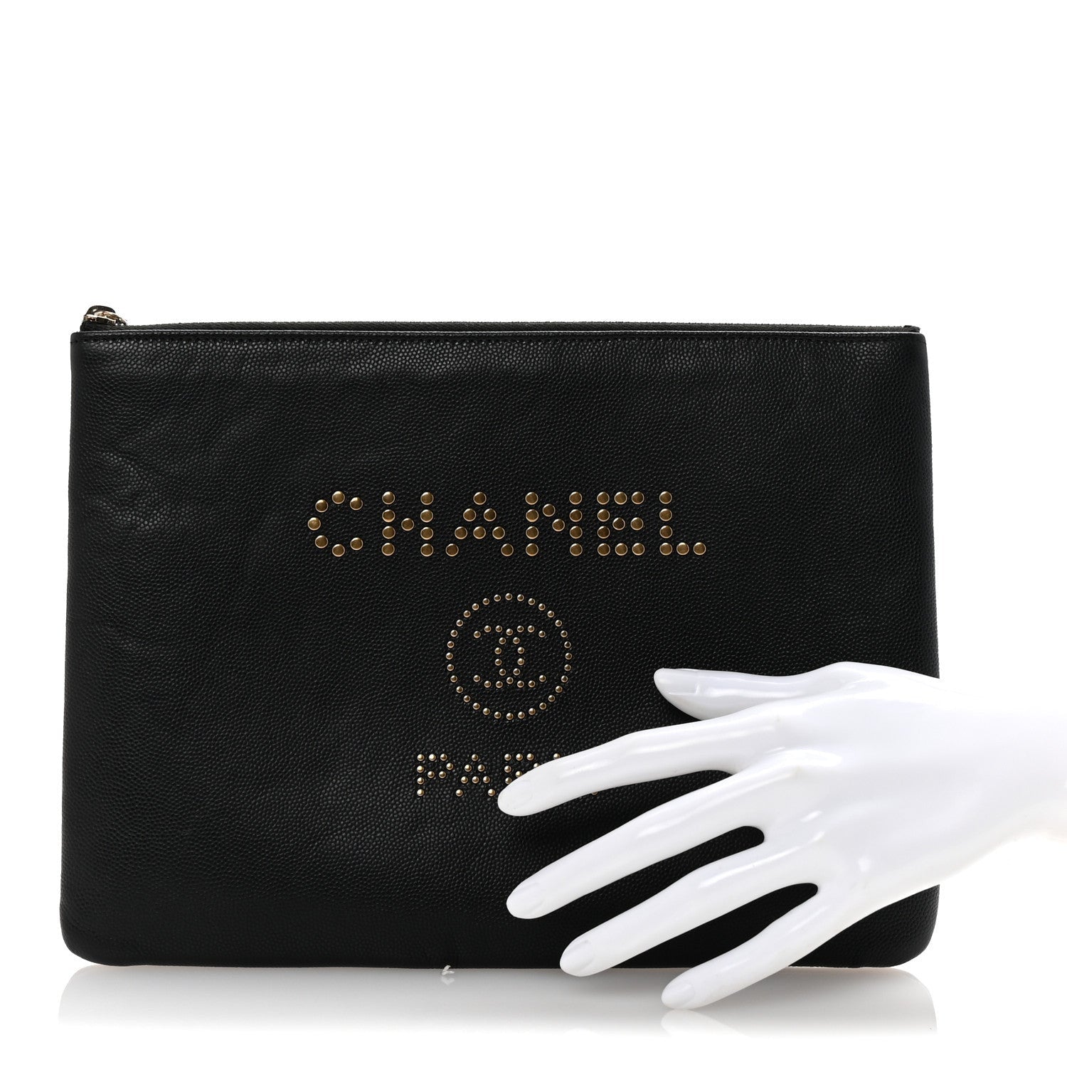 Chanel Caviar Studded Medium Deauville Pouch Black 2 of 7