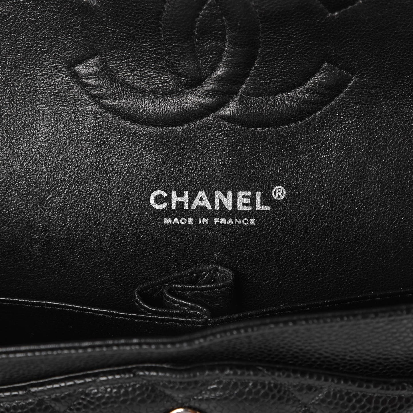 Caviar Quilted Medium Double Flap Black