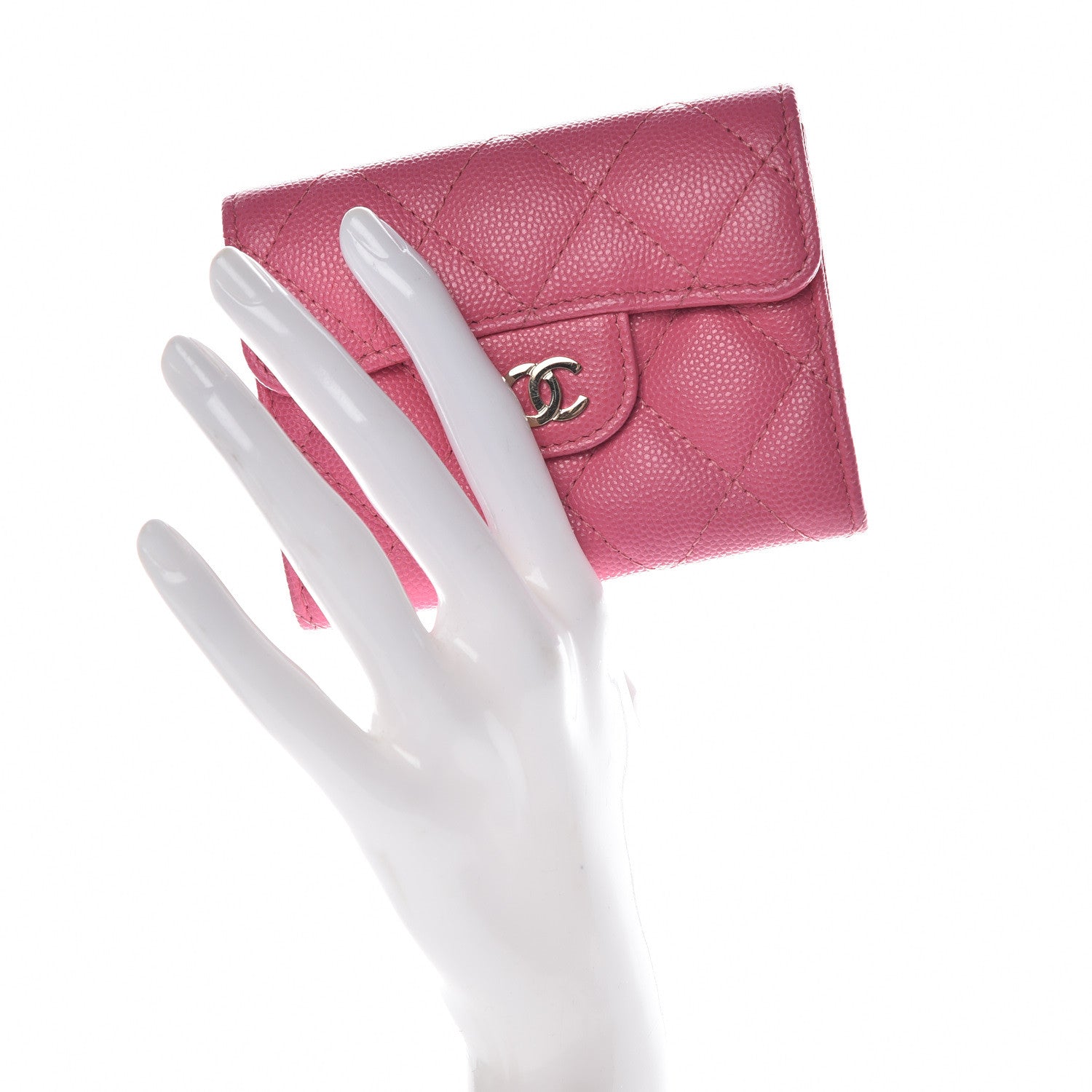 Chanel Caviar Quilted Flap Card Holder Wallet Pink 2 of 11